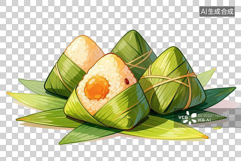 【AI数字艺术】卡通风格，美味的粽子PNG格式的免扣元素图片素材