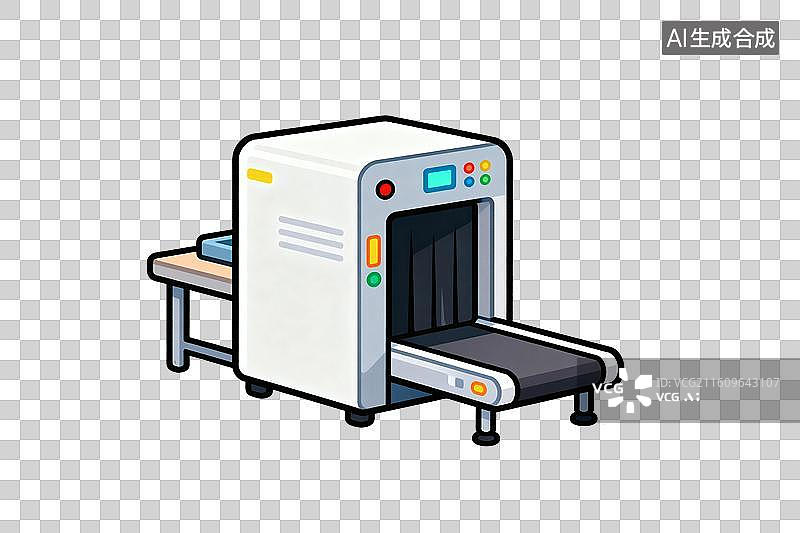 【AI数字艺术】卡通风格，一台安检设备PNG格式的免扣元素图片素材