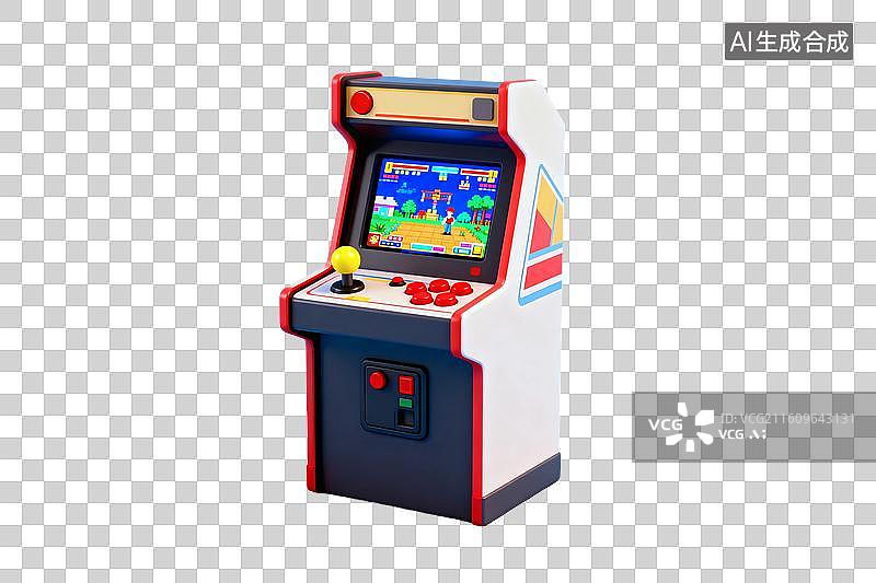 【AI数字艺术】卡通风格，一台街机游戏机PNG格式的免扣元素图片素材