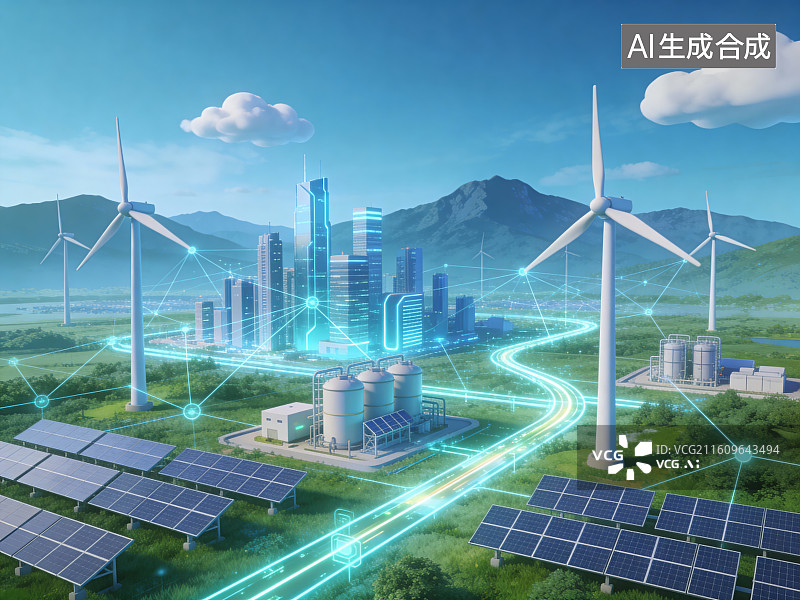 【AI数字艺术】未来城市新能源设施图片素材