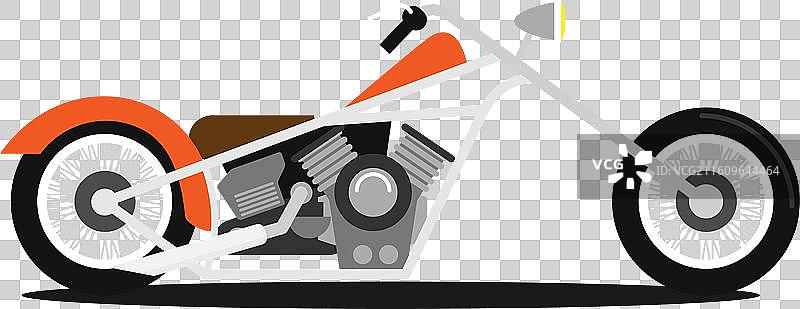 彩色背景上的经典平坦摩托车图片素材