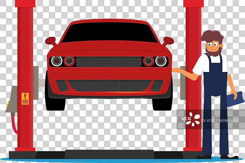 汽车维修，汽车升降机上的汽车图片素材