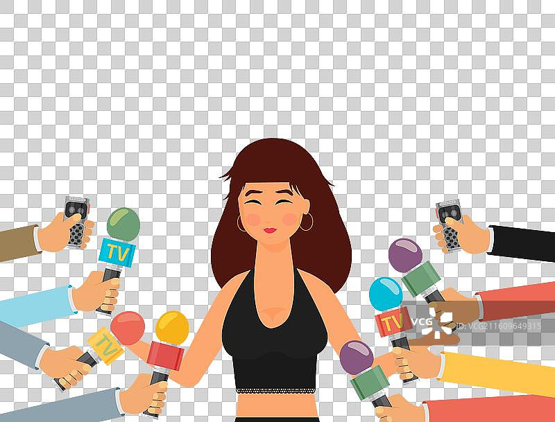 直播报道概念，直播新闻，手部特写图片素材