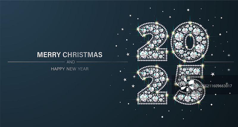 闪亮的钻石装饰的2025数字横幅图片素材