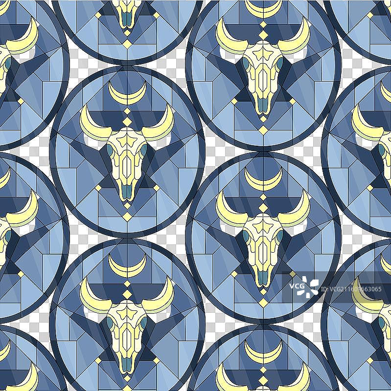 公羊头骨彩色玻璃图片素材