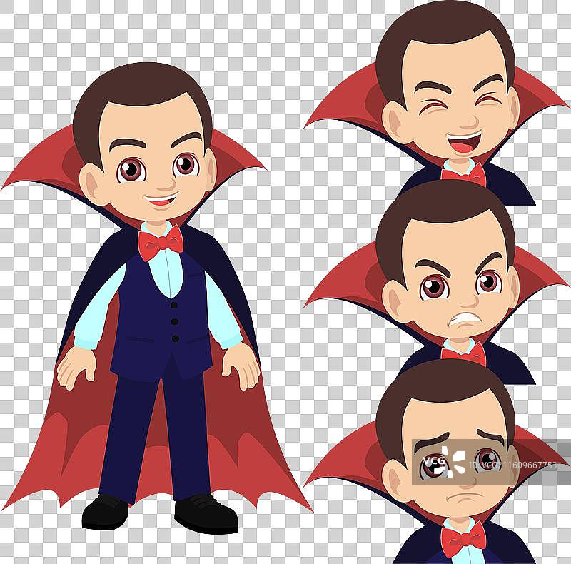 身穿吸血鬼服装的男孩，表情生动图片素材