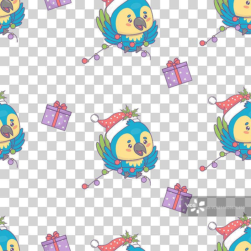 圣诞金刚鹦鹉无缝图案图片素材