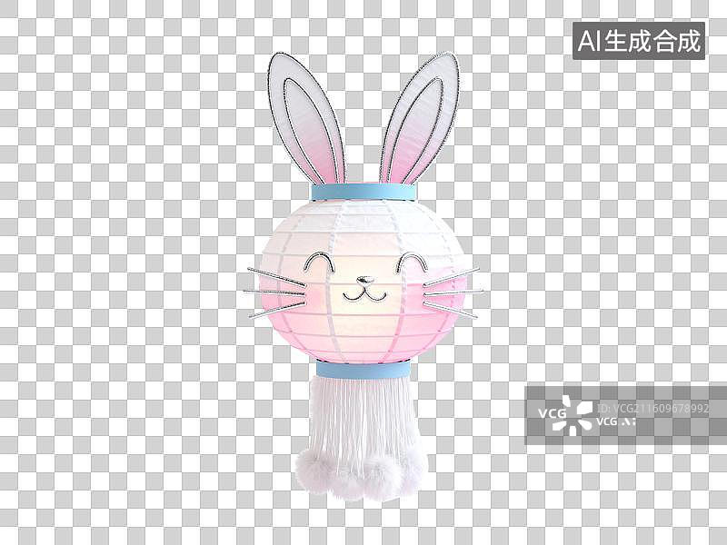 【AI数字艺术】可爱兔子造型灯笼装饰品图片素材