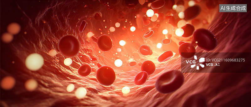 【AI数字艺术】血液红细胞流动科学微观影像图片素材