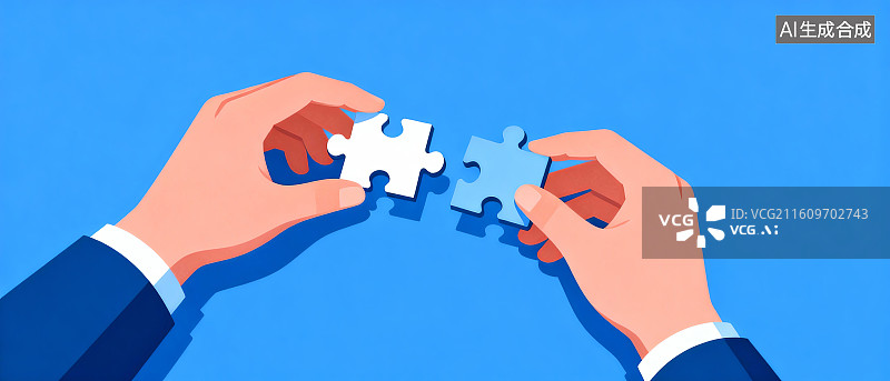 【AI数字艺术】双手拼接拼图碎片图片素材