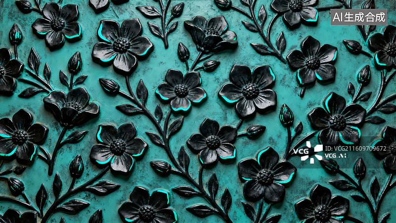 【AI数字艺术】花卉浮雕复古风装饰背景场景图片素材