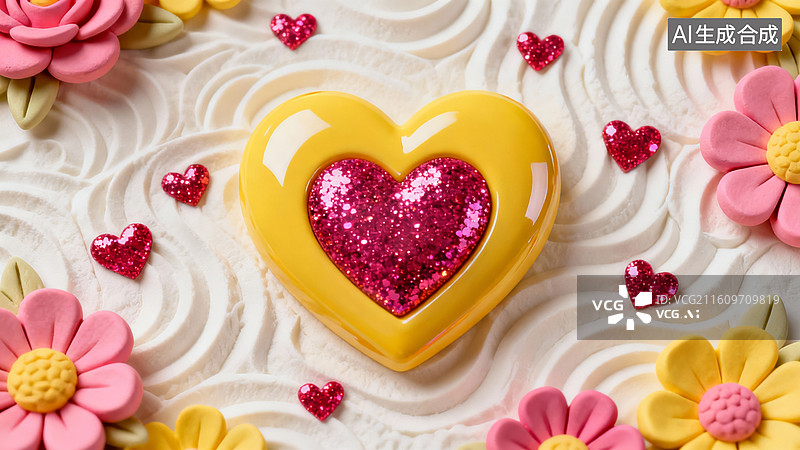 【AI数字艺术】爱心花卉甜美元素装饰背景场景图片素材