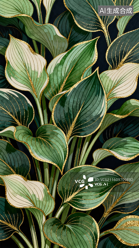 【AI数字艺术】绿植图案艺术风装饰背景场景图片素材