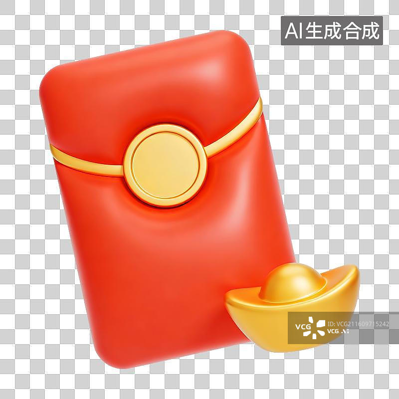 【AI数字艺术】红包与金元宝图片素材