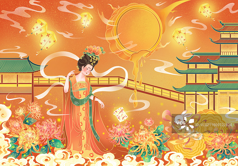 唐宫中秋夜宴图图片素材