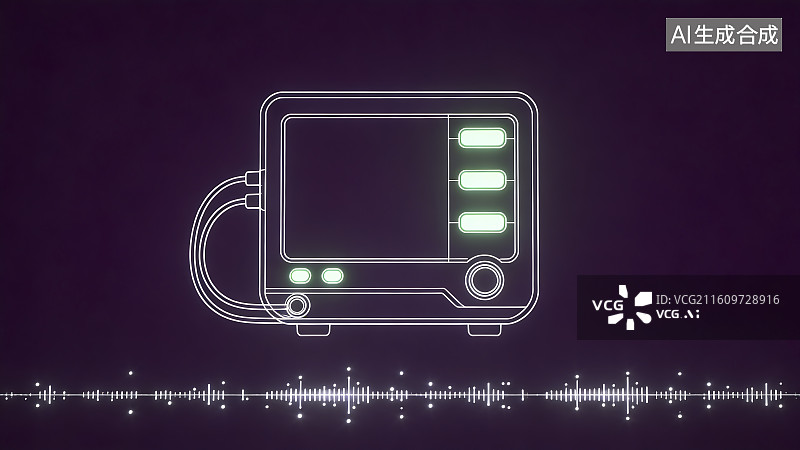 【AI数字艺术】医疗监测仪与声波可视化图片素材