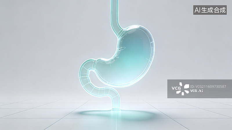 【AI数字艺术】人体胃部解剖结构3D示意图图片素材