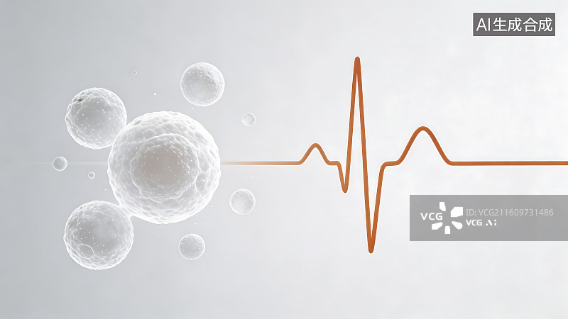 【AI数字艺术】干细胞与心跳医疗概念图图片素材