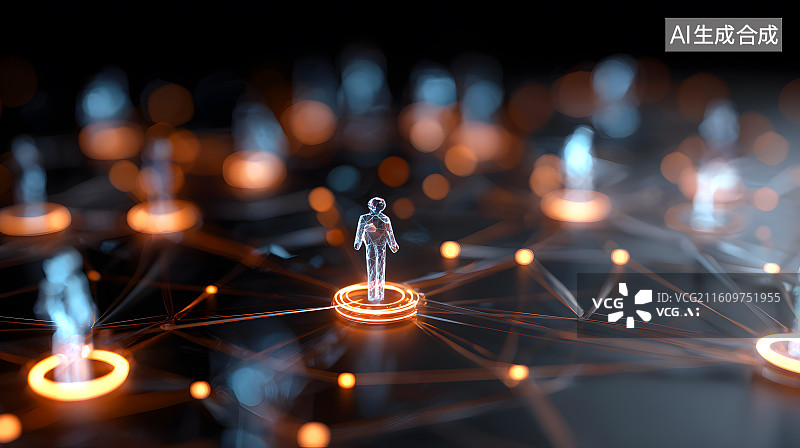 【AI数字艺术】网络联系起来的小人偶图片素材