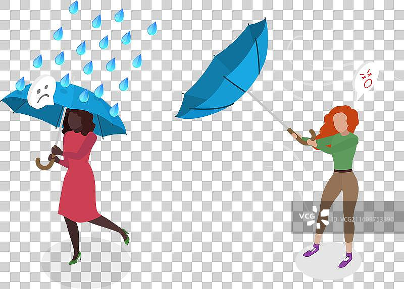 3d等距平面雨天图片素材