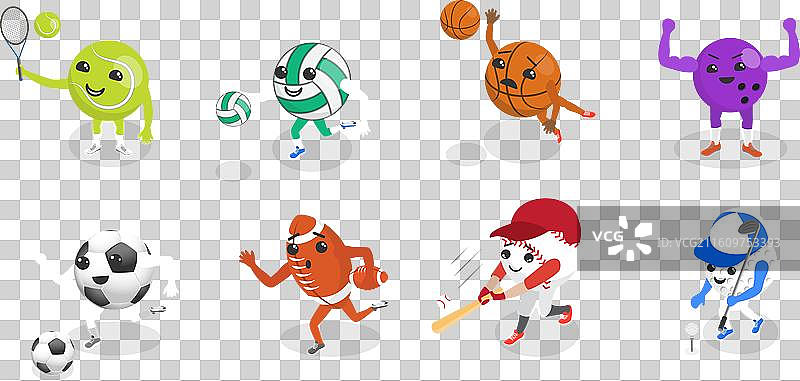 3D 等距卡通运动球集合图片素材