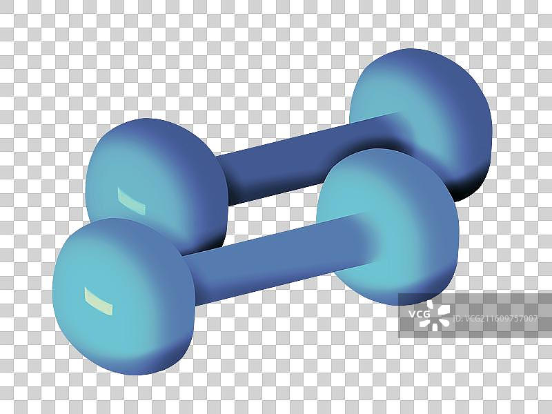 卡通手绘蓝紫色运动健身器材哑铃插画元素图片素材