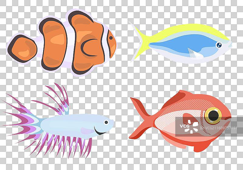 手绘可爱海洋海鱼海鲜插画元素图片素材