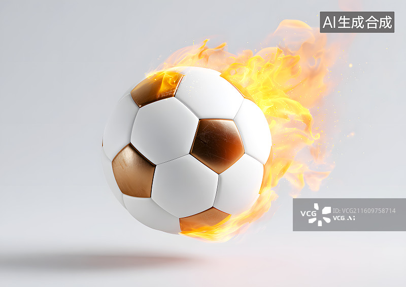 【AI数字艺术】一颗燃烧火焰的足球图片素材