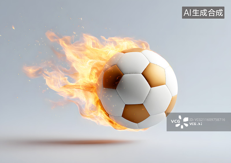 【AI数字艺术】一颗燃烧火焰的足球图片素材