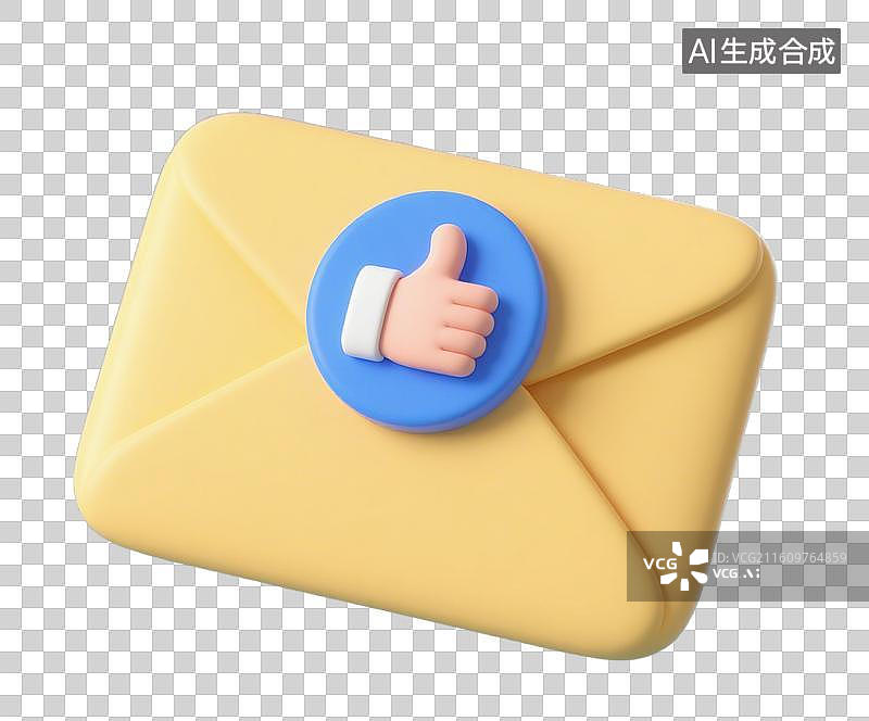 【AI数字艺术】3D三维立体社交媒体邮件和批准点赞图标元素图片素材
