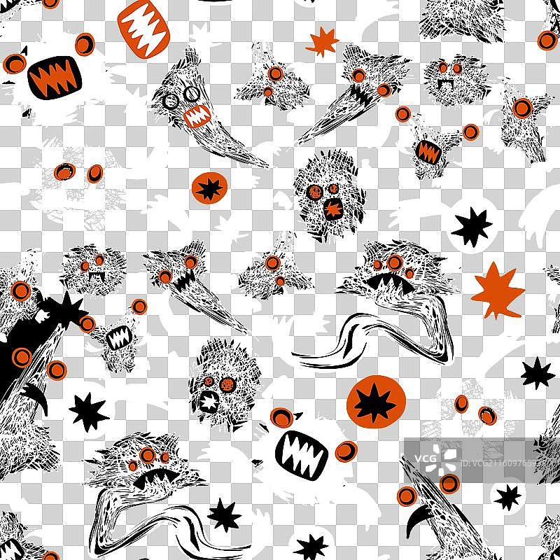有趣的万圣节疯狂无缝图案图片素材