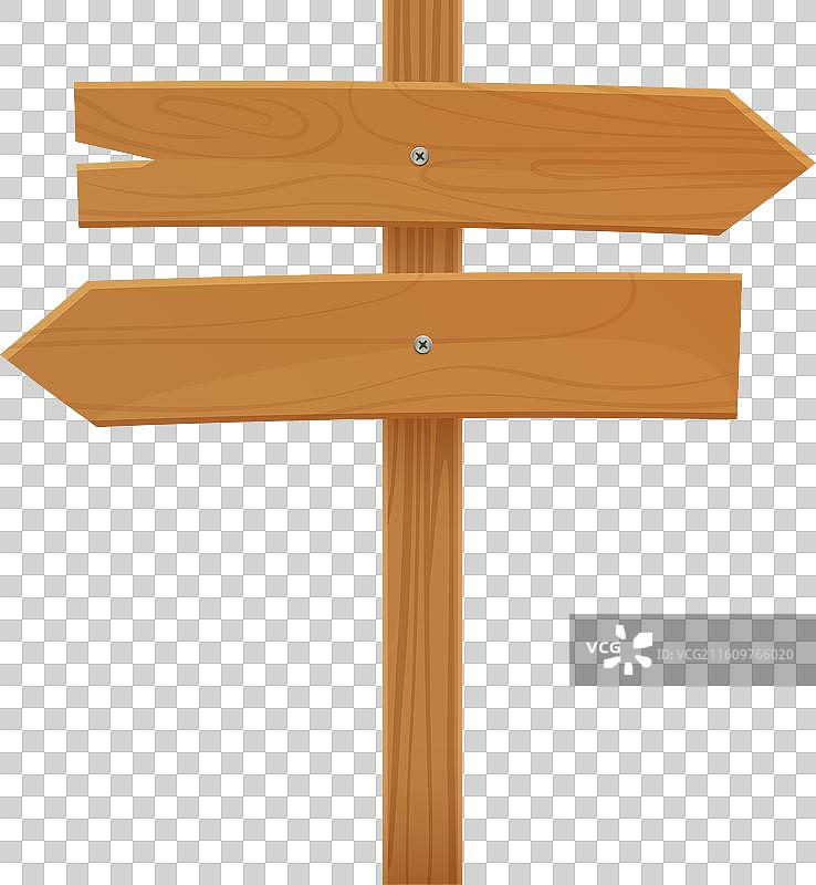 树上带有左右箭头的3D木制标志图片素材