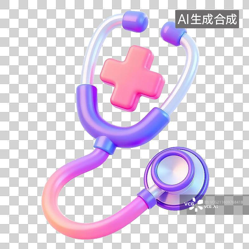 【AI数字艺术】3D卡通听诊器口罩插画免抠元素图片素材