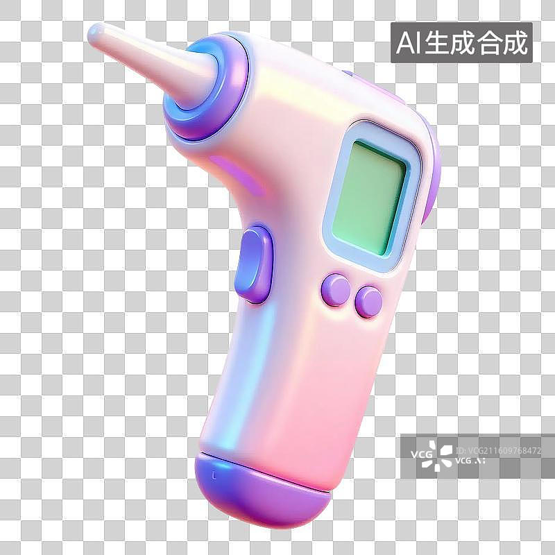 【AI数字艺术】3D卡通医疗耳温枪插画免抠元素图片素材