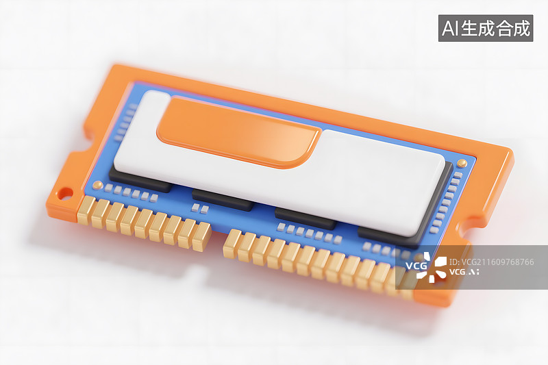 【AI数字艺术】特写电脑内存芯片图片素材