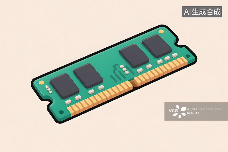 【AI数字艺术】特写电脑内存芯片图片素材