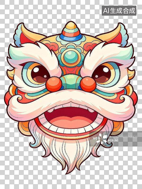 【AI数字艺术】国风国潮风线描卡通新年春节醒狮年兽插画免抠元素图片素材