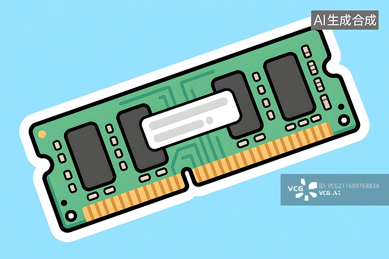 【AI数字艺术】特写电脑内存芯片图片素材