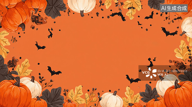 【AI数字艺术】3D 橙色节日南瓜艺术图片素材