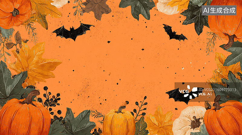 【AI数字艺术】3D 橙色节日南瓜艺术图片素材