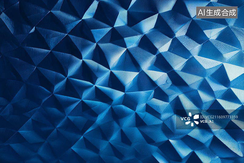 【AI数字艺术】蓝色多面体几何图案纹理背景图片素材