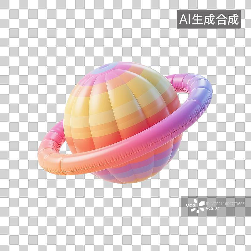 【AI数字艺术】3D渲染，充气膨胀风格，气球，星球，行星，球体，宇宙天体科学，免抠元素图片素材