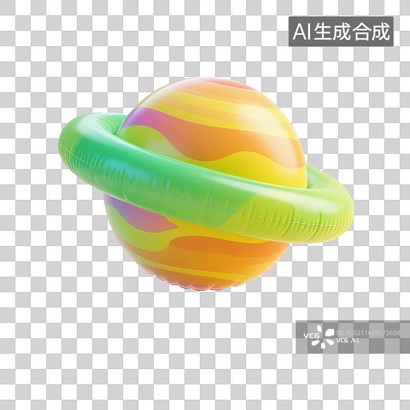 【AI数字艺术】3D渲染，充气膨胀风格，气球，星球，行星，球体，宇宙天体科学，免抠元素图片素材