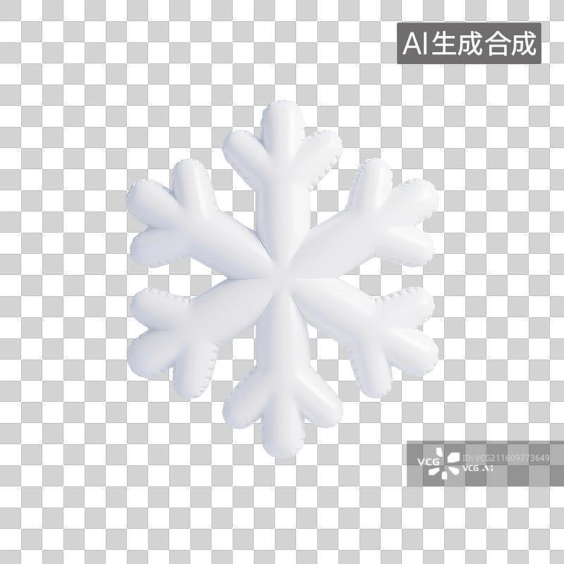 【AI数字艺术】3D渲染，雪花，充气膨胀风格，冬天，下雪，圣诞节，免抠元素图片素材