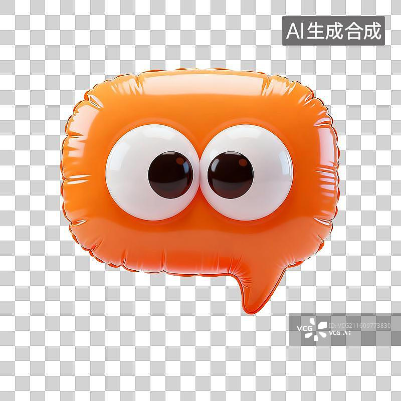 【AI数字艺术】3D渲染，充气膨胀风格，气泡对话框与表情符号，沟通联系，购物节，促销，免抠元素图片素材