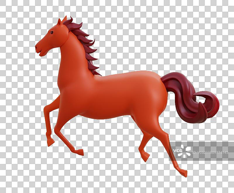 3D渲染生肖动物马年马儿卡通形象模型图片素材