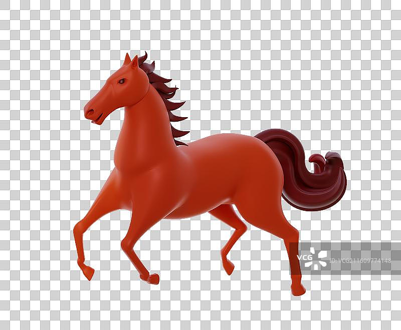 3D渲染生肖动物马年马儿卡通形象模型图片素材