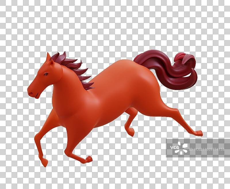 3D渲染生肖动物马年马儿卡通形象模型图片素材