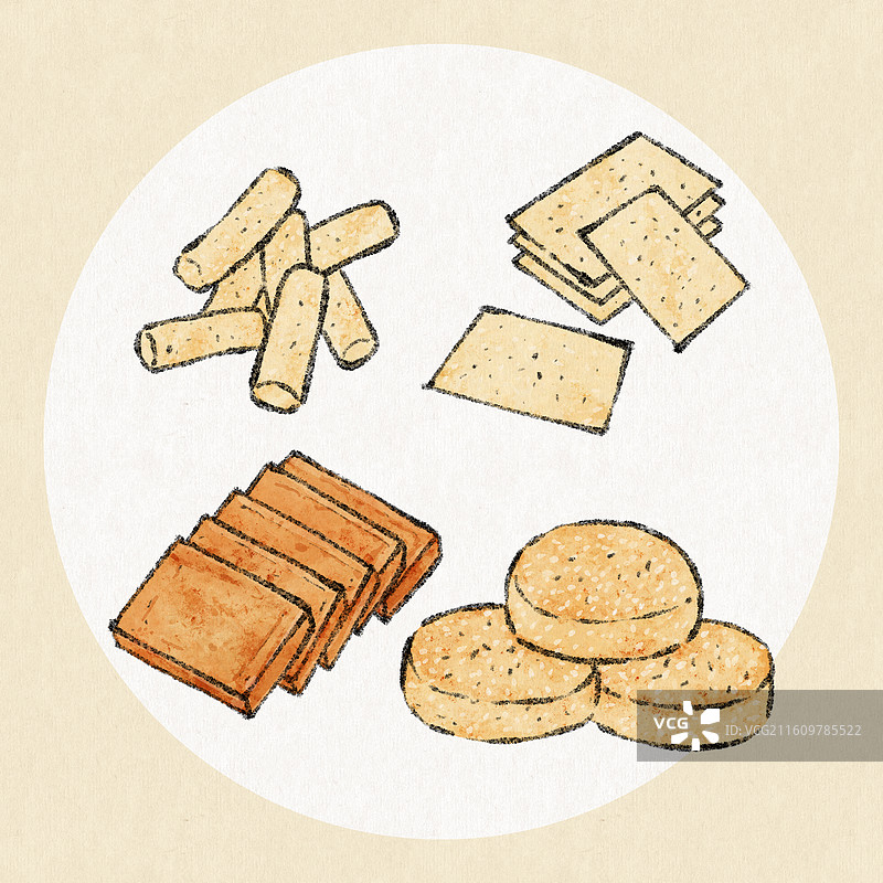 安徽美食插画-四大名点图片素材