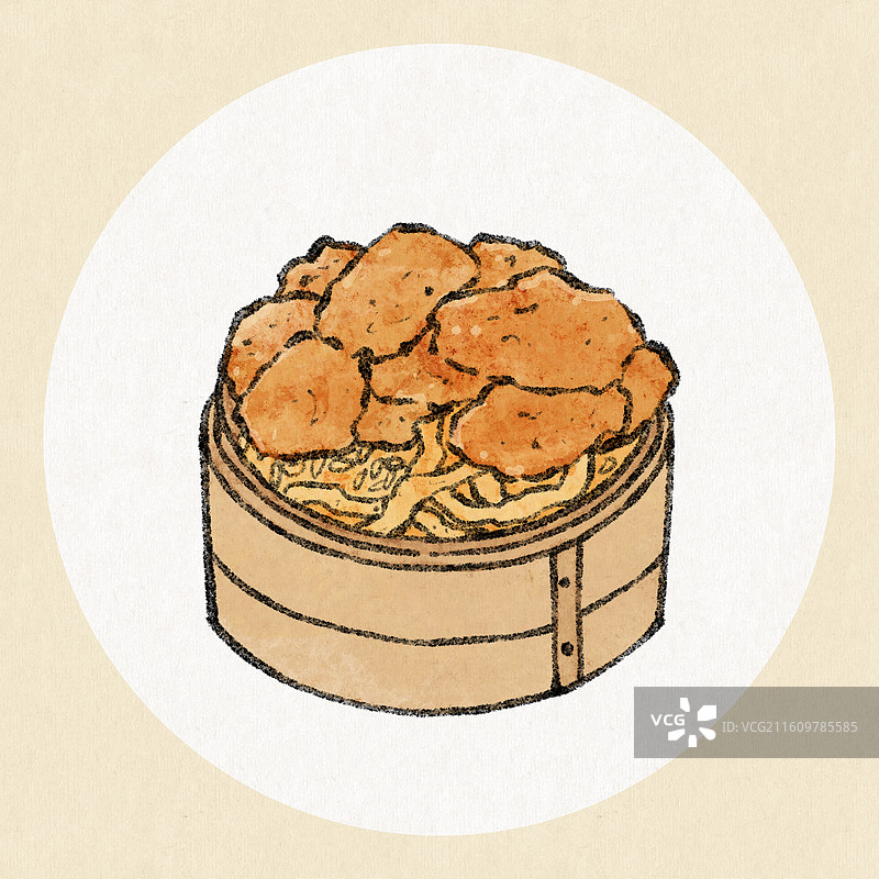 安徽美食插画-渣肉蒸饭图片素材